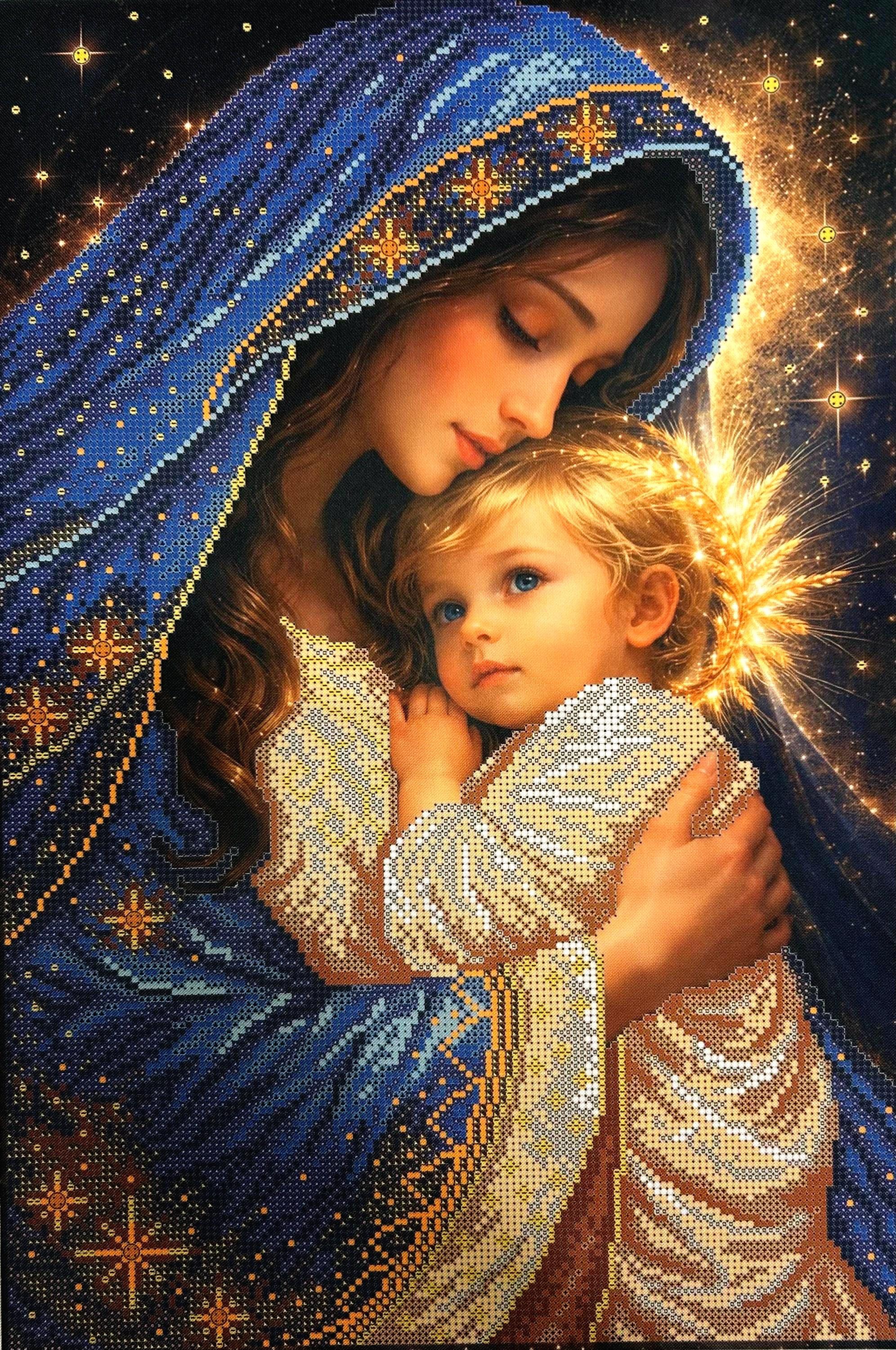 ヨーロッパ式刺繍絵タペストリー:  Madonna with the Child ヨーロッパ式刺繍絵タペストリー: Madonna with the Child ヨーロッパ