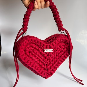 Bolso Corazón Granate Crochet | Ruby Heart Handmade Bag | Bolso Hecho a Mano | Shoulder Bag Elegante | Regalo para Mujer