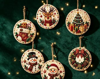 Diamond Art Painting Kit, 6‑Pack Wooden Christmas Ornament DIY Set, Festive Xmas Hanging Tree Decor, Holiday Craft Gift