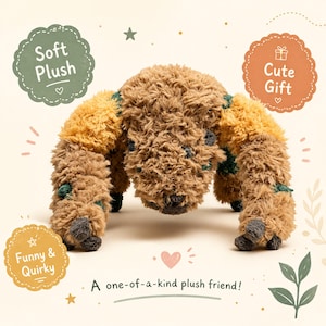 Fluffy Headcrab Plush - Custom Alien Monster Stuffed Animal, 4-Legged Mutant Creature Doll, Creepy Cute Gamer Gift, Sci-Fi Geek Decor