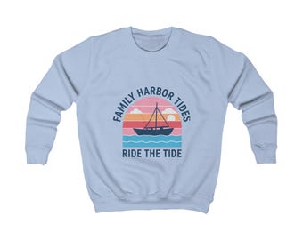 ライド・ザ・タイド キッズスウェットシャツ | 航海用アンカー、沿岸地域 設立2026年