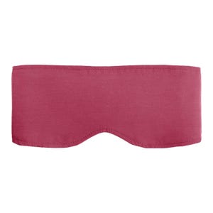 May include: A solid burgundy sleep mask. The mask is rectangular with a curved cutout for the nose and stitched edges. The fabric appears soft and opaque, designed to block out light.