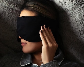 Zwart TENCEL-slaapmasker voor zijslapers, ademend reisoogmasker