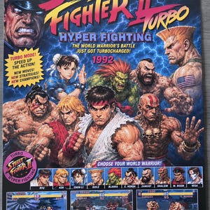 Street Fighter II Turbo Hyper Fighting 1992 A3 Gaming Poster Retro Arcade Wall Art Video Game Room Decor Gamer Gift Fighting Game print