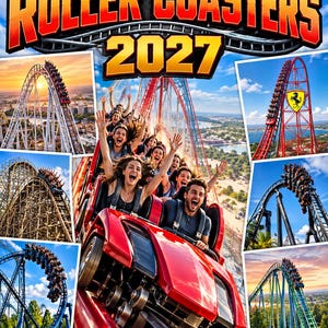 Roller Coaster Calendar 2027, A4 Theme Park Wall Calendar, Thrill Ride Calendar, Rollercoaster Fan Gift, Theme Park Gift Planner 2027