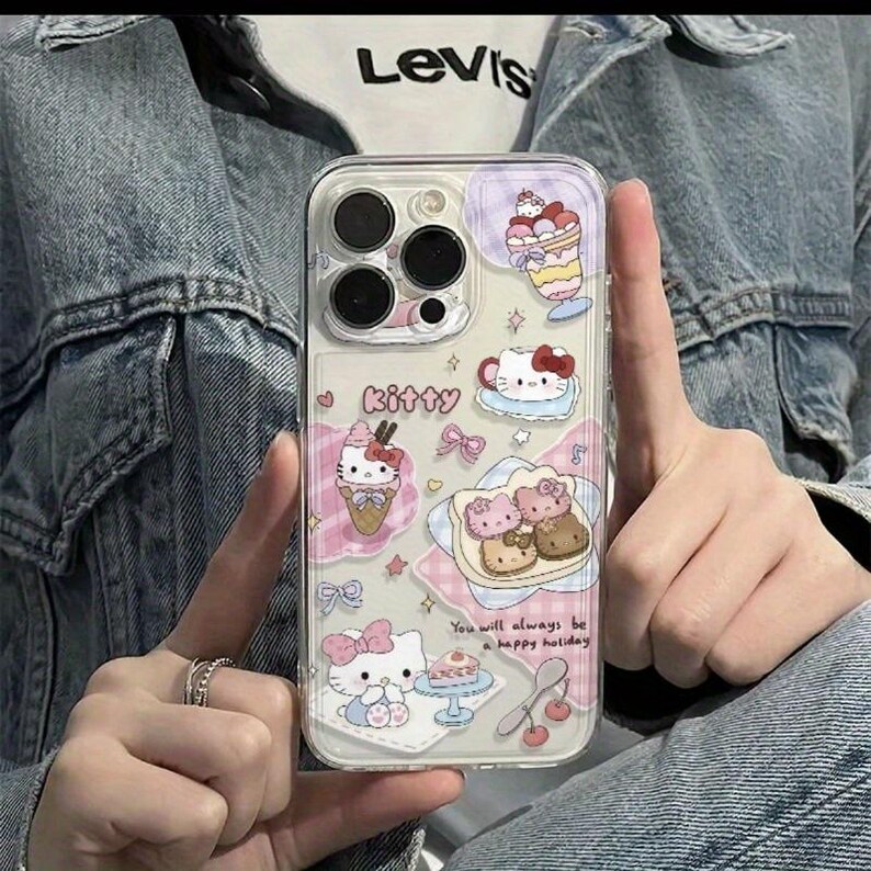 MEGA CLEARANCE Hello Kitty iPhone Case: Shockproof Pink Silicone Cartoon Design afbeelding 3