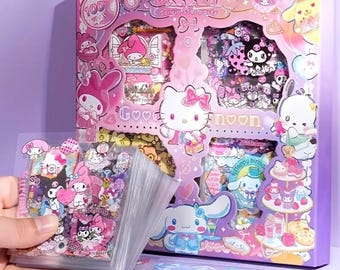 100 adesivi Sanrio Hello Kitty & Friends in PET di alta qualità, non ripetitivi. Ideali per adolescenti, quaderni e scrapbooking.