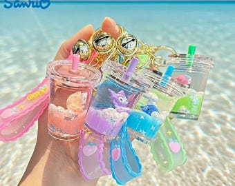 Llaveros de silicona con movimiento de agua de personajes de Sanrio: ideales para adolescentes