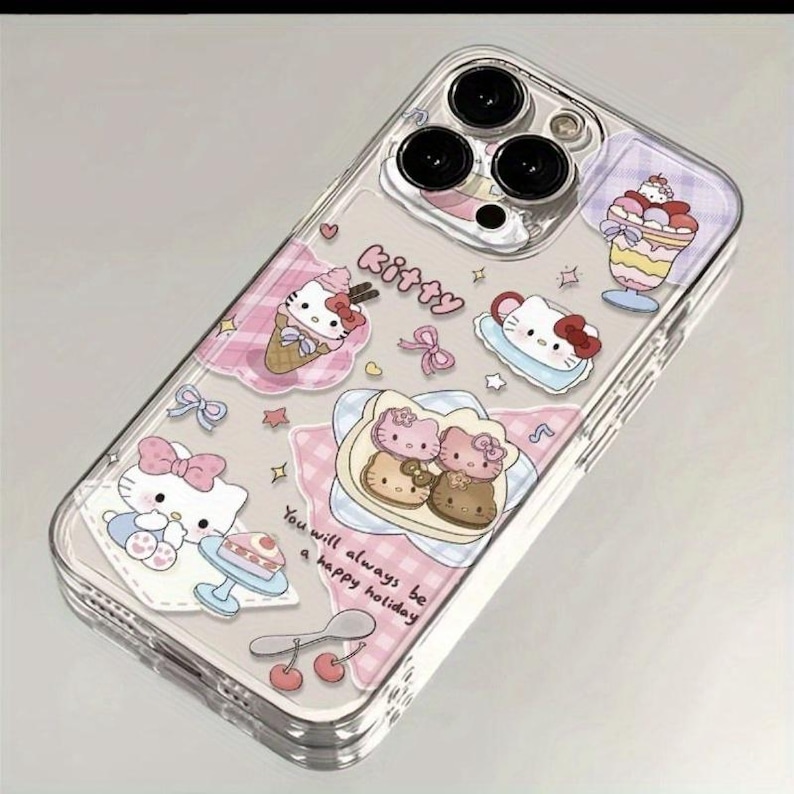 MEGA CLEARANCE Hello Kitty iPhone Case: Shockproof Pink Silicone Cartoon Design afbeelding 1