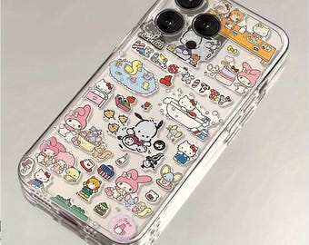 Hello Kitty iPhone Case, Cute Kawaii Silicone Cover for iPhone 13 14 15 16 Pro Max Plus, Pink Sanrio Phone Case Gift for Teens
