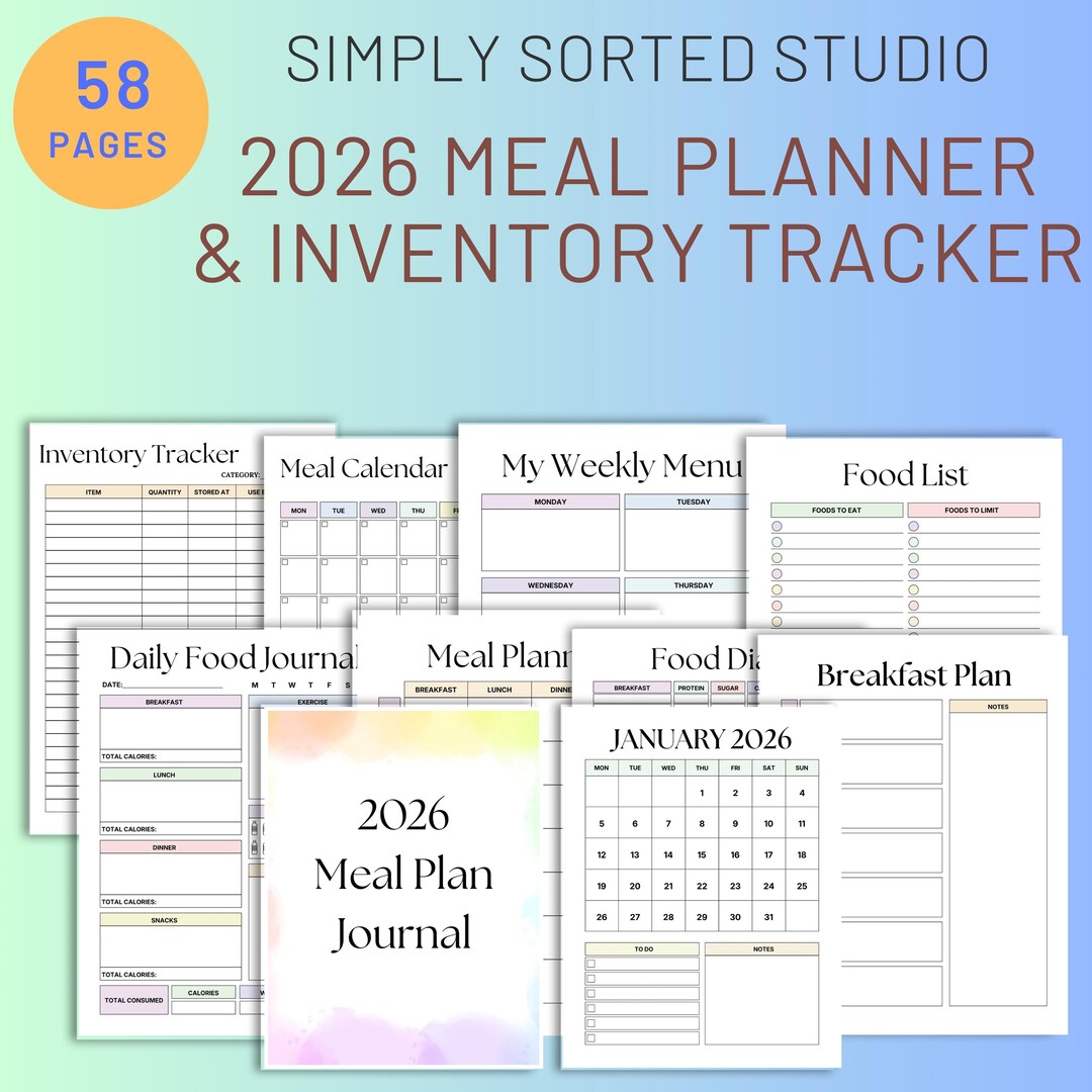 FULL COLOR - 2026 Meal Planner & Inventory Tracker Inventory Printable ...