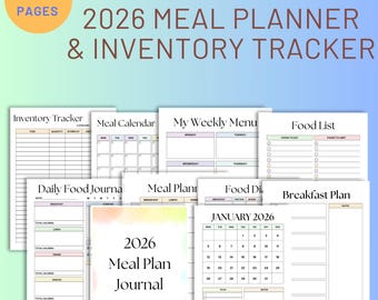 FULL COLOR - 2026 Meal Planner & Inventory Tracker Inventory Printable - Meal Plan Organization - PDF Printable - Instant Download