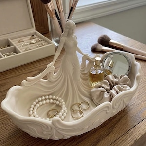 Gudinnans figurskål Vanity Catchall — 3D-tryckt dekorativ skål — Smyckesbricka — Heminredning — Art Nouveau-stil