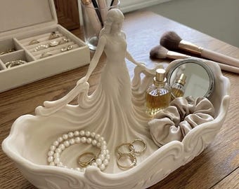Goddess Figural Bowl Vanity Catchall — 3D Printed Decorative Dish — Jewelry Tray — Home Decor — Art Nouveau Style
