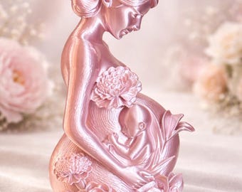 Pregnant Mother Figurine, Gender Reveal Gift, Mom to Be Gift, Baby Shower Decor, Mothers Day Gift, Pink Maternity Statue