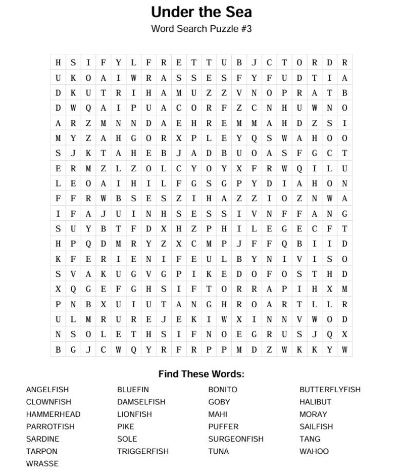 Under the Sea Coloring Word Search Puzzle Book- for Kids and Adults - Etsy