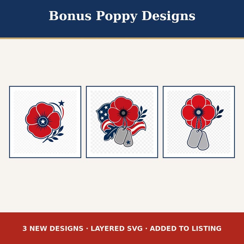 Fallen Soldier Memorial Day SVG PNG: American Flag, Dog Tags, Poppy ...