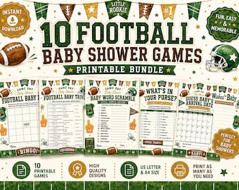 Football Baby Shower Games Bundle, 10 Printable Sports Theme Games (Digital Download)