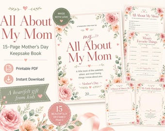 All About My Mom Interview Book | Kids Mother's Day Keepsake (PDF Download)