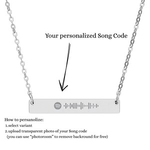 Personalized Song Necklace for Her, Engraved Spotify Code Bar Pendant, Girlfriend Gift, Anniversary & Birthday Gift