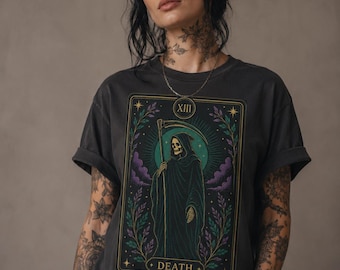 T-Shirt mit Todes-Tarotkarte | Tarotkarten-Shirt | Gothic-Hexen-Shirt