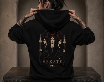 Hekate Hoodie, Königin der Scheidewege, Mondgöttin, Witchy Gothic Sweatshirt