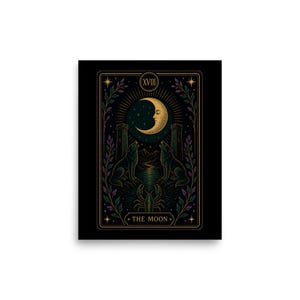 The Moon Tarot Card Print, Mystical Wall Art, Witchy Decor