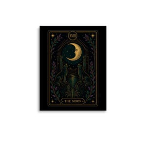 The Moon Tarot Card Print, Mystical Wall Art, Witchy Decor
