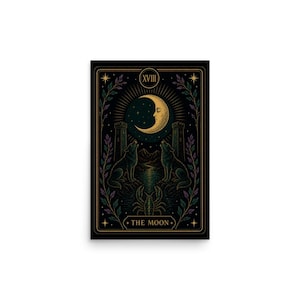 The Moon Tarot Card Print, Mystical Wall Art, Witchy Decor