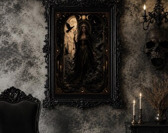 Königin der Schatten Wandkunst | Dunkle Göttin Print | Gothic Wanddeko