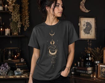 Schlangenmond-T-Shirt, Hexenmond-Shirt, Himmelsschlangen-T-Shirt