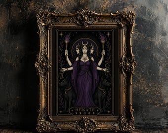 Hekate Wall Art Print, Dreifache Göttin Poster, dunkles feminines Dekor