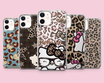 Hello kitty phone case case Leopard Sanrio cover for iPhone 17, 16Pro, 15, 14, 13, 12, Samsung S26, S25, S24, S23, A16, A56, A57, Pixel 10