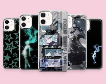 Vocaloid phone case Hatsune Miku Black cover for iPhone 17, 16Pro, 15, 14, 13, 12, Samsung S26, S25, S24, S23, A16, A56, A57, Pixel 10