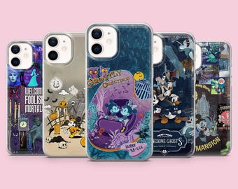Haunted Mansion phone case Disney collage cover for iPhone 17, 16Pro, 15, 14, 13, 12, Samsung S26, S25, S24, S23, A16, A56, A57, Pixel 10Pro
