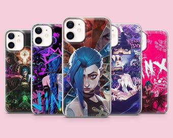 Arcane phone case Jinx cover for iPhone 17, 16Pro, 15, 14, 13, 12, Samsung S26, S25, S24, S23, A16, A56, A57, Pixel 10Pro baby pink