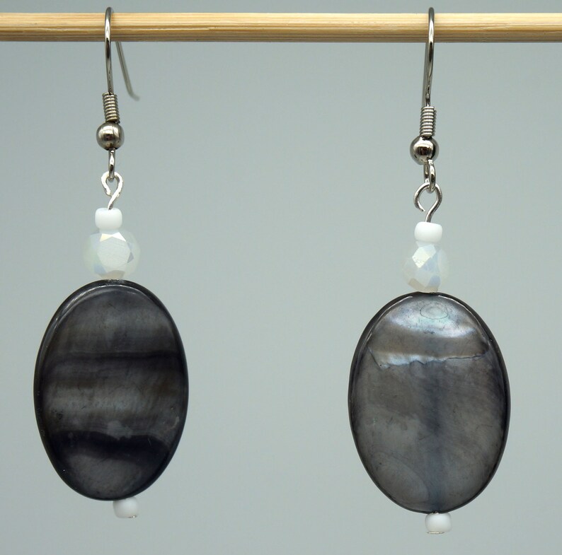 1.5 inch drop length Deep Ocean Ice Maiden Mother of Pearl /& Frosted Ice Earrings