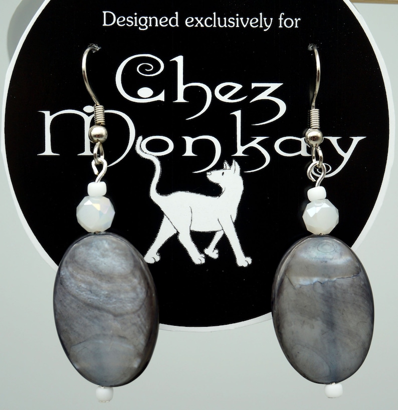 1.5 inch drop length Deep Ocean Ice Maiden Mother of Pearl /& Frosted Ice Earrings
