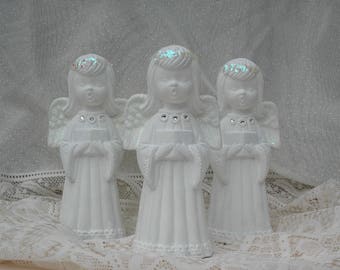 Vintage White Christmas Angels / 3 Vintage Ardco Angels / Paper Mache Angels  UpstairsAtAliceAnns
