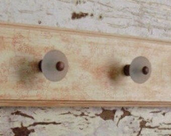 Wood Coat Wall Rack/ Shabby cottage chic floral stamp / French farmhouse / UpstairsAtAliceAnns