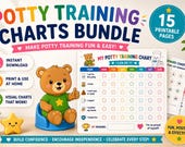 Potty Training Chart Printable Bundle for Toddlers | Visual Schedule & Reward Chart | Bathroom Routine Cards | Preschool Potty Training PDF