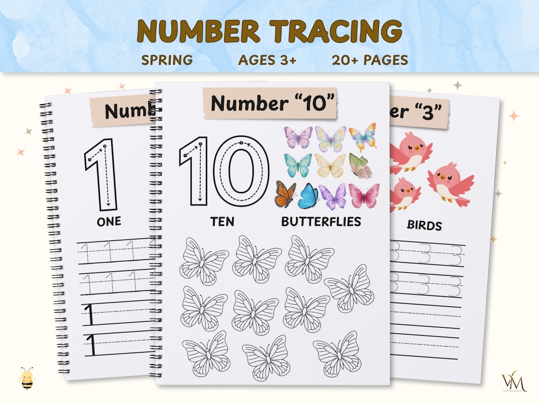 Spring Number Tracing Worksheets | Numbers 1-10 & Spring Coloring ...