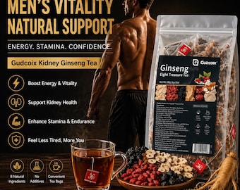 Tè al Ginseng Otto Tesori per Uomini / Energia, Resistenza, Supporto Renale (30 Bustine)