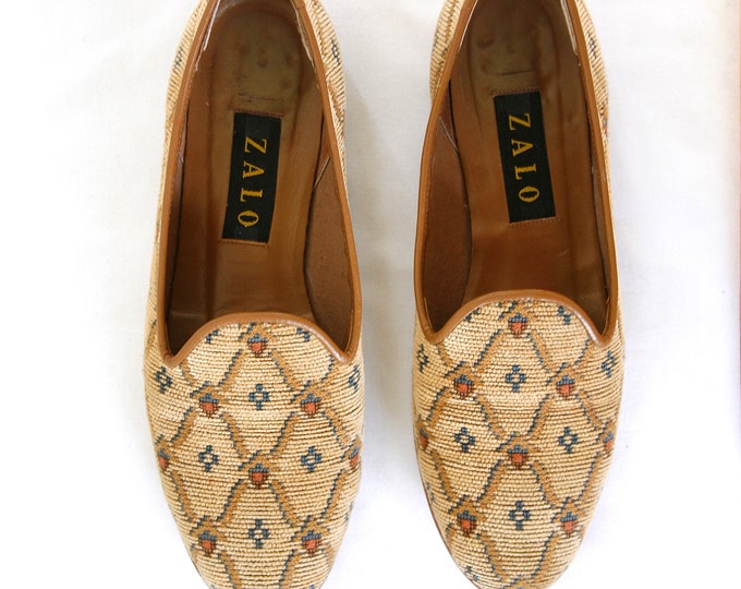 Tapestry Shoes Smoking Slippers Needlepoint Carpet Loafers US Women's