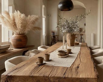Wooden Farmhouse Table, Walnut Dining Table, Rustic Table, Kitchen Table, Handcrafted Table, Natural Wood Furniture Table