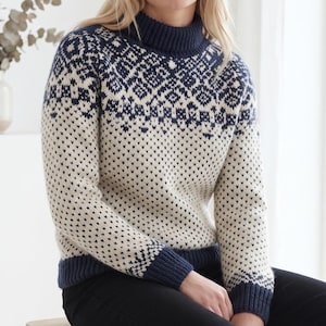 Stickmönster för nordisk färgstickad tröja, Fair Isle polotröja (PDF)