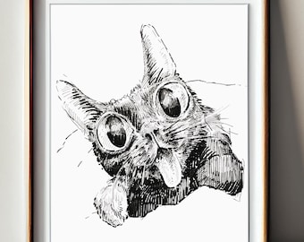 Retrato personalizado de mascotas: dibujo original a tinta hecho a mano a partir de una foto, recuerdo personalizado para perros y gatos.