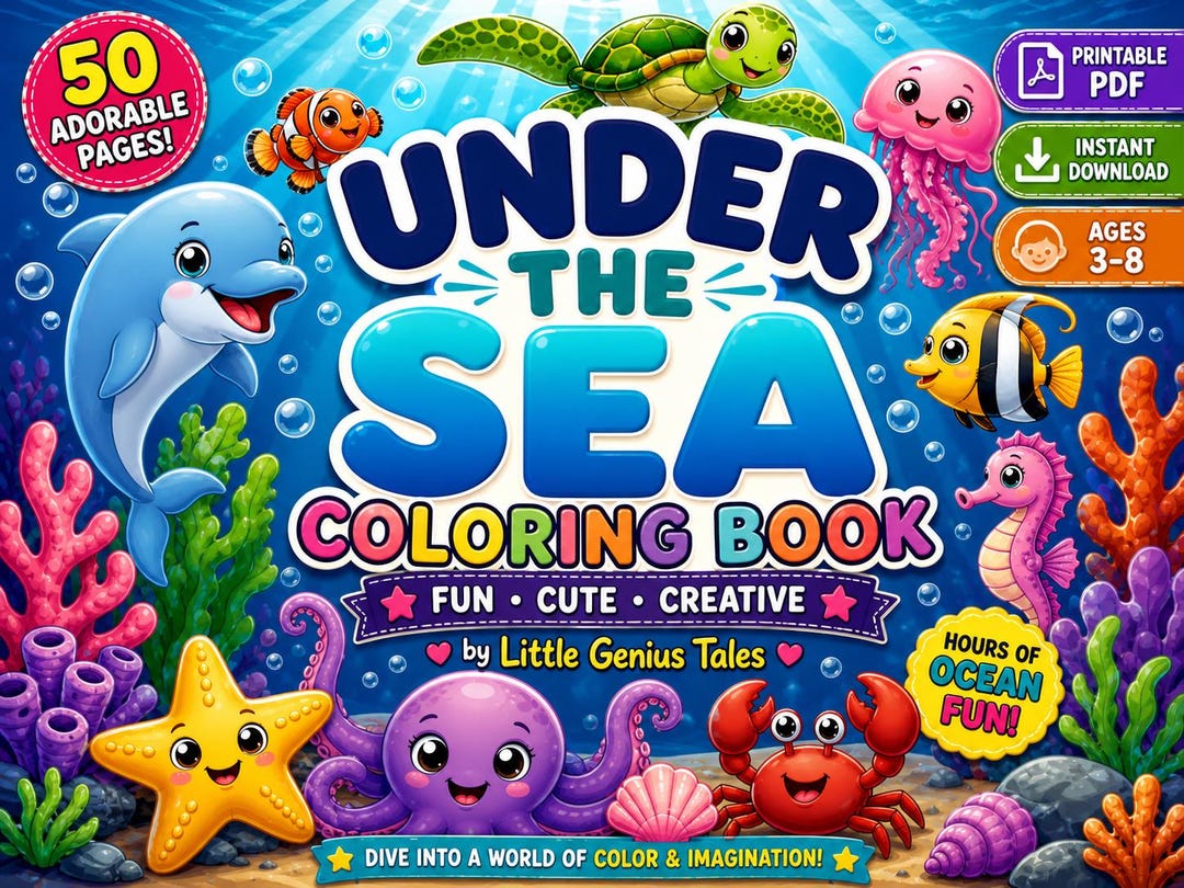 Under the Sea Coloring Book for Kids | Ocean Animals, Fun Scenes ...