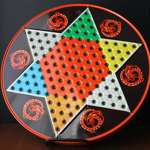 Dama cinese dell'annata a bordo tabelloni di gioco retrò 50s 60s Home Decor rosso verde giallo blu Wall Hanging tavolino Display Mod Home Staging