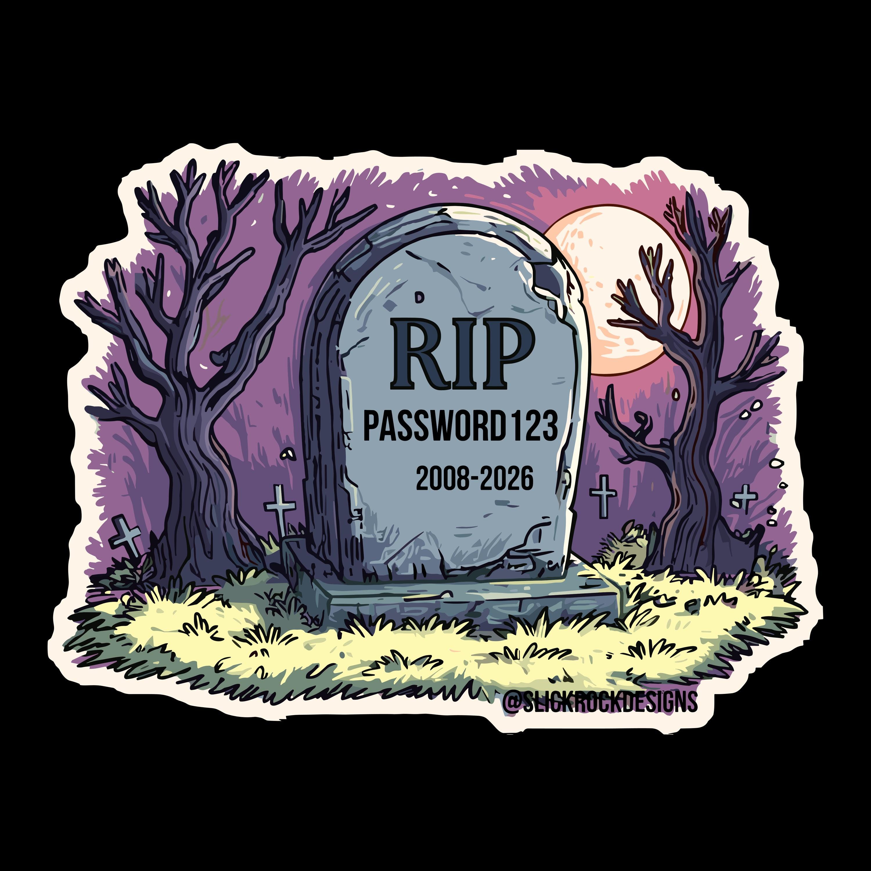 RIP Password123 Sticker, Funny Cyber Security, IT Humor Vinyl, Hacker ...